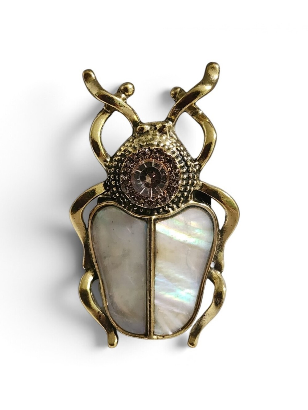✨️ 🪲 Vintage-Style Mother-of-Pearl Beetle Brooch